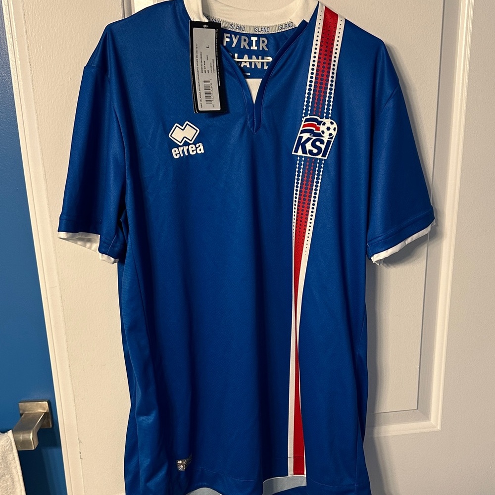 Errea Blue Iceland Soccer Jersey